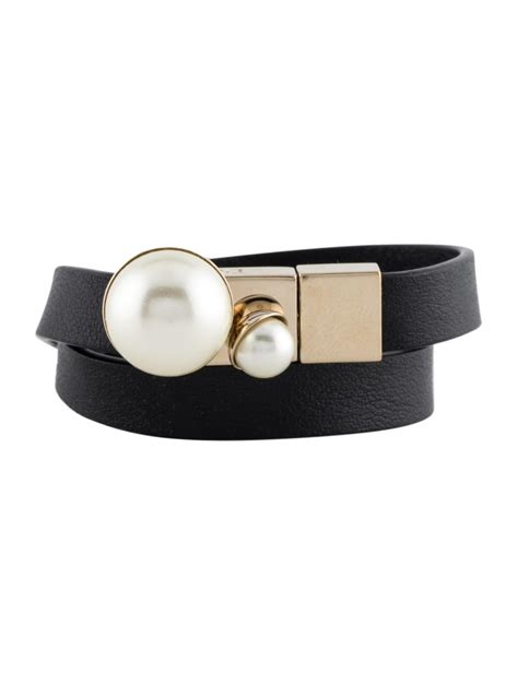 dior leather pearl bracelet|genuine christian dior bracelet.